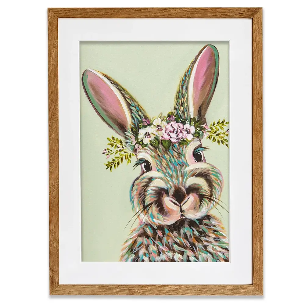 Bunny With Flowers Framed Art Print Bunny With Flowers Framed Art Print wall art product Carolee Vitaletti