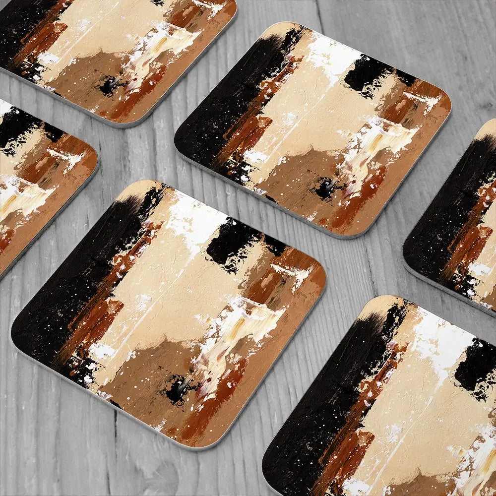Cappuccino Abstract Coaster Set Cappuccino Abstract Coaster Set wall art product Art Print Shop