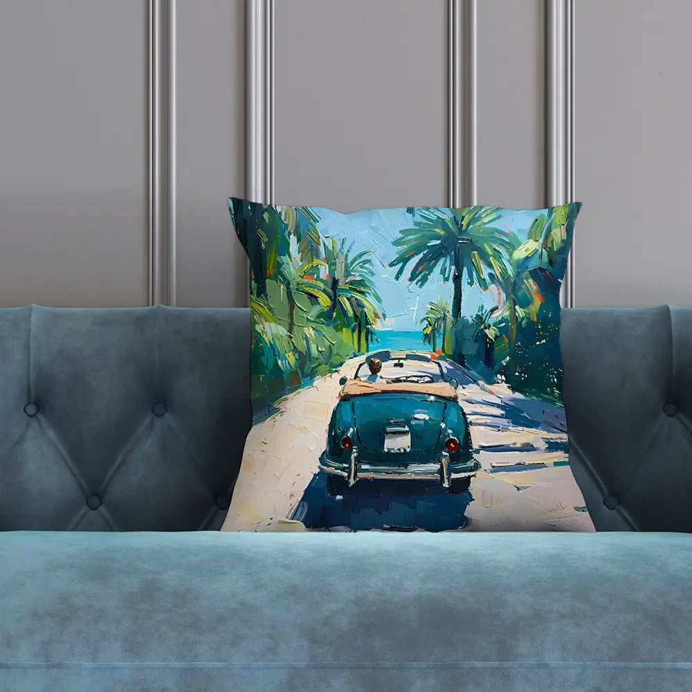 Car On The Beach Cushion Car On The Beach Cushion wall art product Elena Avanesova