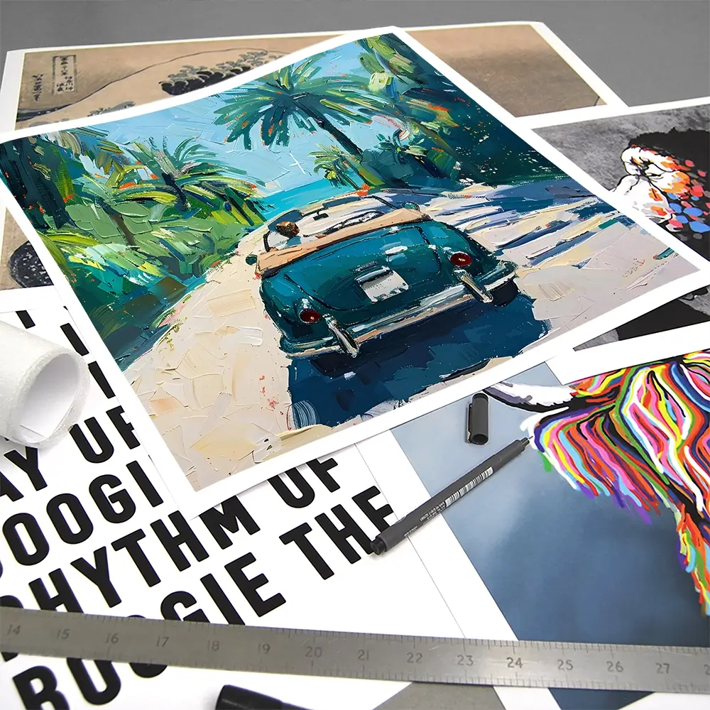 Car On The Beach Square Art Print Car On The Beach Square Art Print wall art product Elena Avanesova