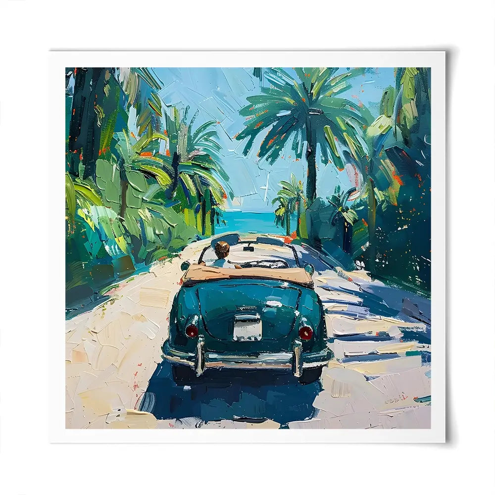 Car On The Beach Square Art Print Car On The Beach Square Art Print wall art product Elena Avanesova