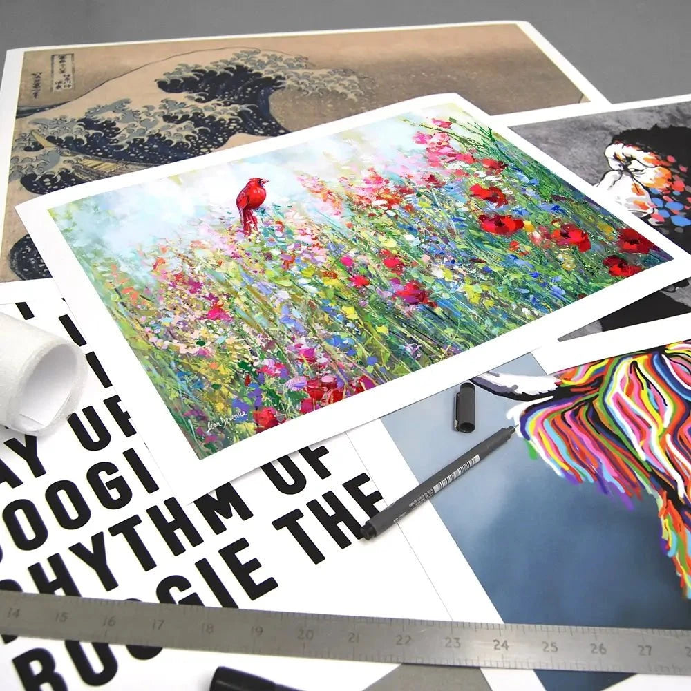 Cardinal Among The Wildflowers Art Print Cardinal Among The Wildflowers Art Print wall art product Leon Devenice