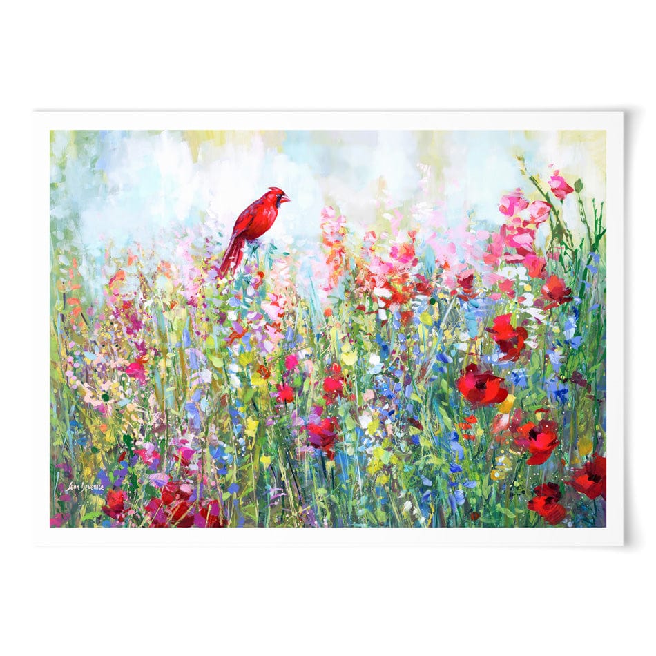 Cardinal Among The Wildflowers Art Print wall art product Leon Devenice
