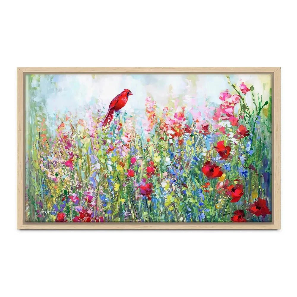 Cardinal Among The Wildflowers Canvas Print Cardinal Among The Wildflowers Canvas Print wall art product Leon Devenice