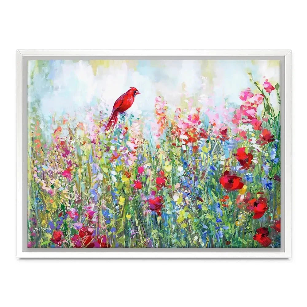 Cardinal Among The Wildflowers Canvas Print Cardinal Among The Wildflowers Canvas Print wall art product Leon Devenice
