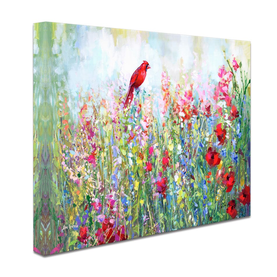 Cardinal Among The Wildflowers Canvas Print wall art product Leon Devenice