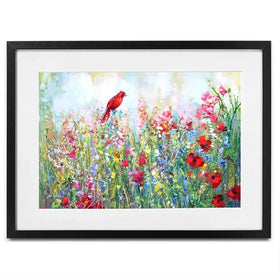 Cardinal Among The Wildflowers Framed Art Print Cardinal Among The Wildflowers Framed Art Print wall art product Leon Devenice