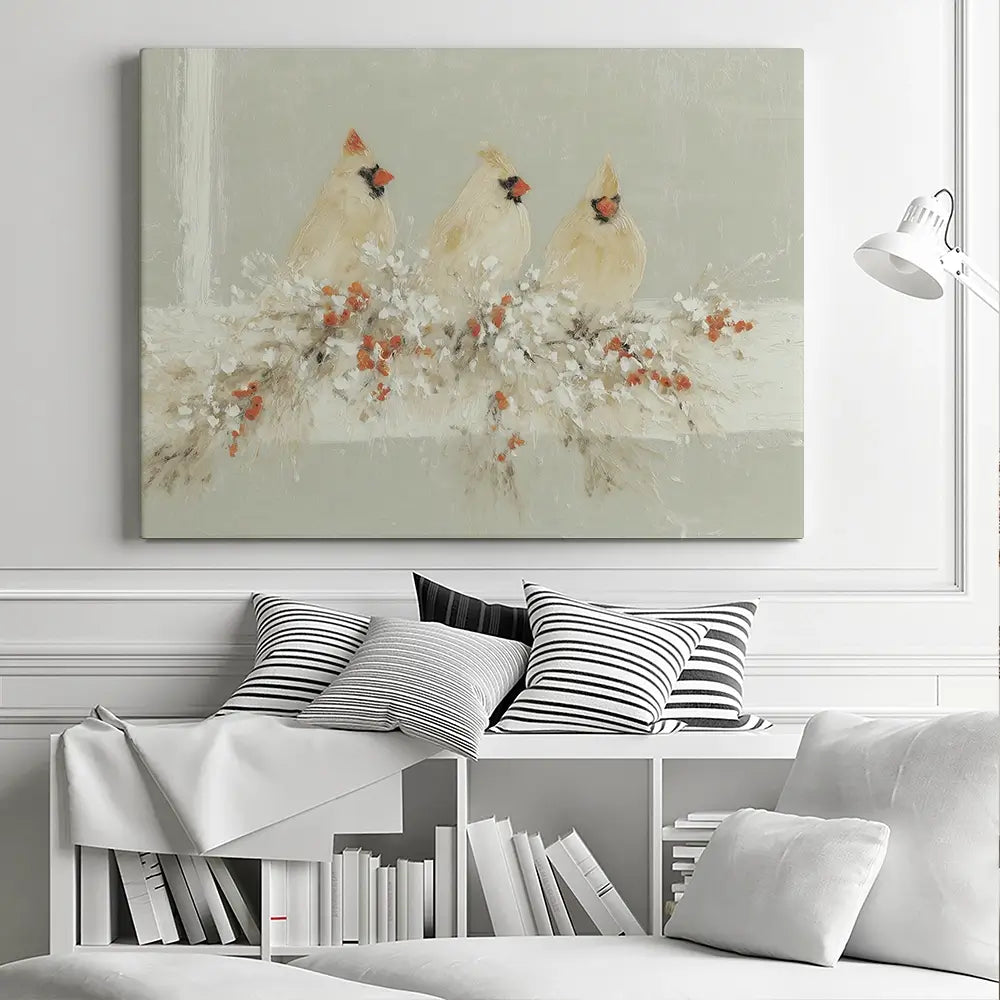 Cardinal Berry Garland Canvas Print Cardinal Berry Garland Canvas Print wall art product Chromatic Storm Studio