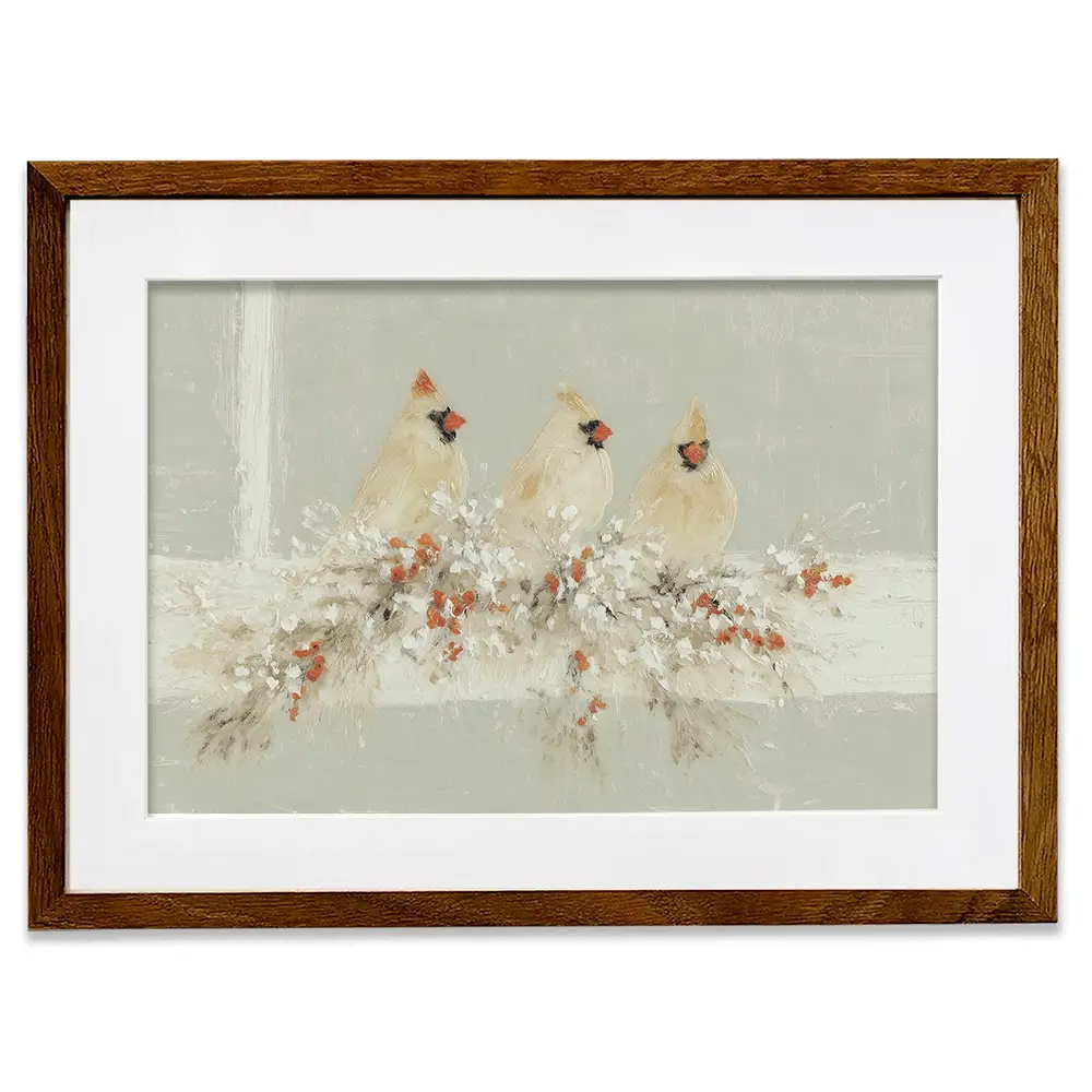Cardinal Berry Garland Framed Art Print Cardinal Berry Garland Framed Art Print wall art product Chromatic Storm Studio