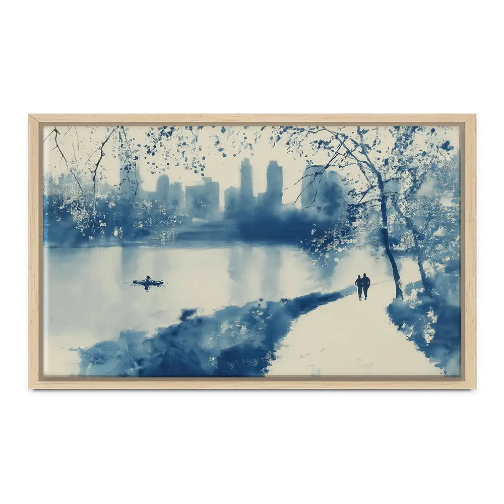 Central Park Lakeside Winter Path Canvas Print Central Park Lakeside Winter Path Canvas Print wall art product Chromatic Storm Studio