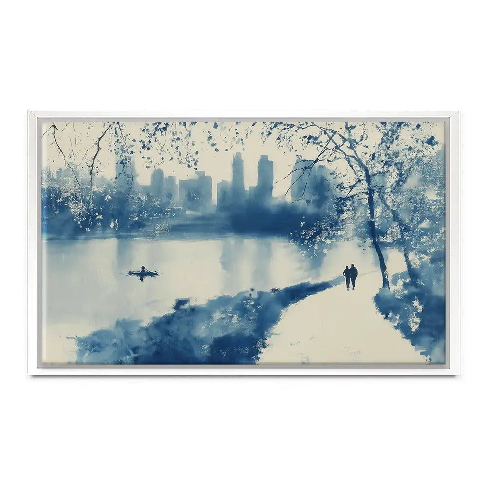 Central Park Lakeside Winter Path Canvas Print Central Park Lakeside Winter Path Canvas Print wall art product Chromatic Storm Studio