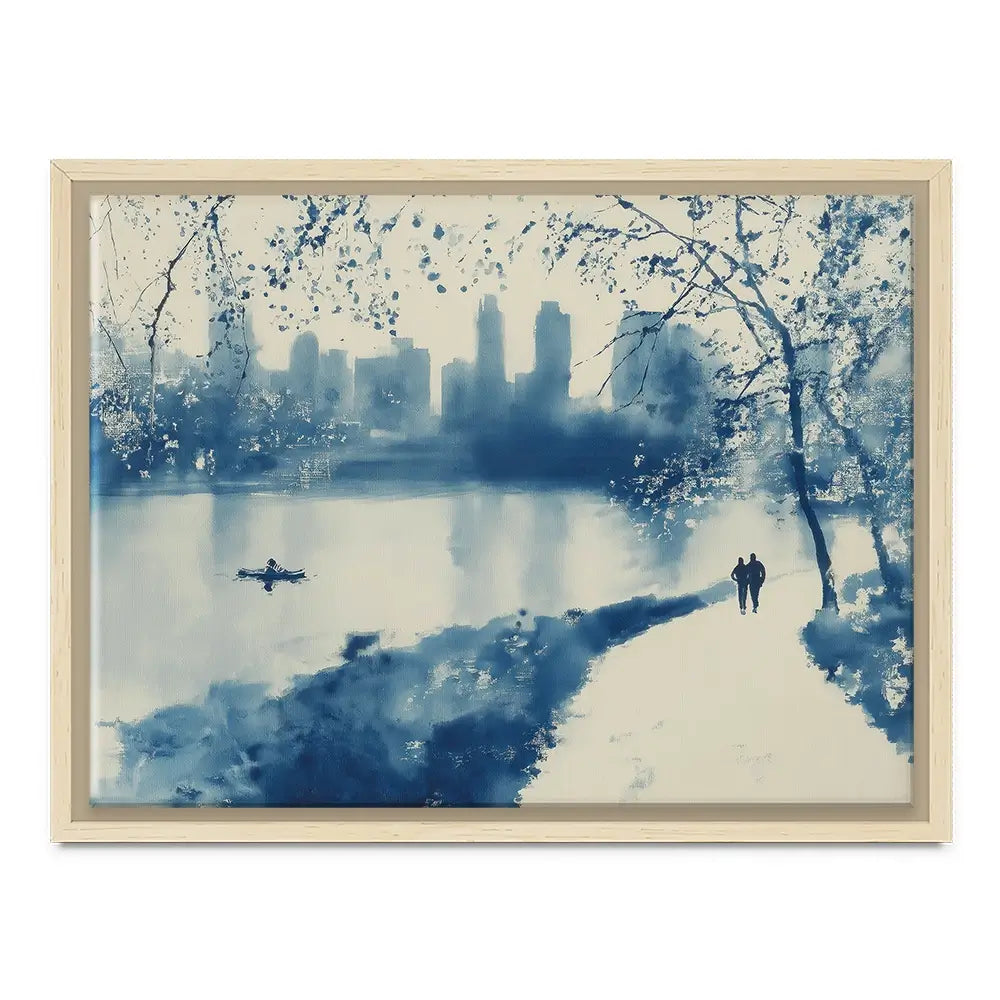 Central Park Lakeside Winter Path Canvas Print Central Park Lakeside Winter Path Canvas Print wall art product Chromatic Storm Studio