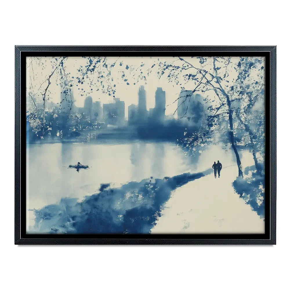 Central Park Lakeside Winter Path Canvas Print Central Park Lakeside Winter Path Canvas Print wall art product Chromatic Storm Studio