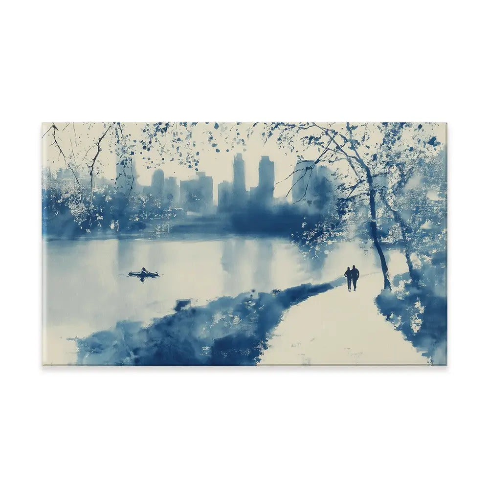 Central Park Lakeside Winter Path Canvas Print Central Park Lakeside Winter Path Canvas Print wall art product Chromatic Storm Studio