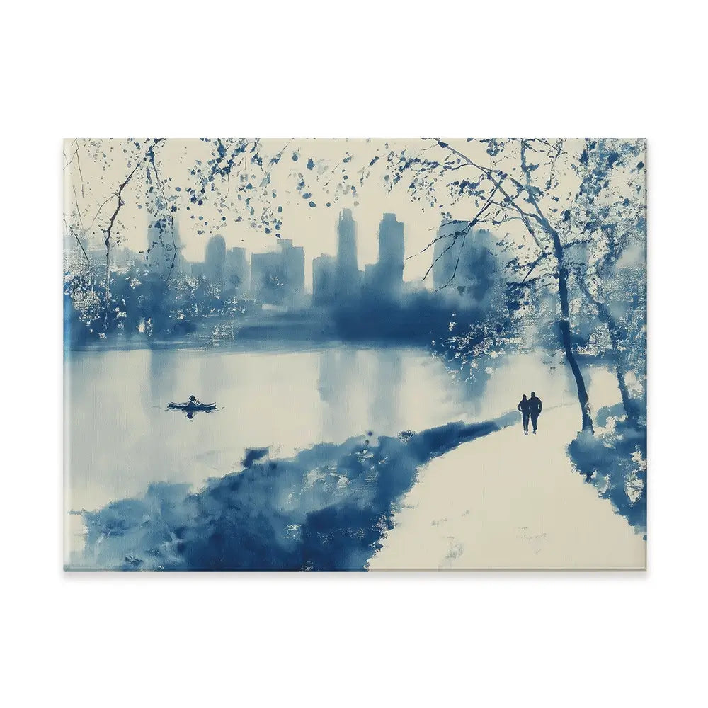 Central Park Lakeside Winter Path Canvas Print Central Park Lakeside Winter Path Canvas Print wall art product Chromatic Storm Studio