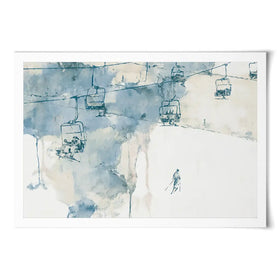 Chairlift And Solitary Skier Art Print Chairlift And Solitary Skier Art Print wall art product Chromatic Storm Studio