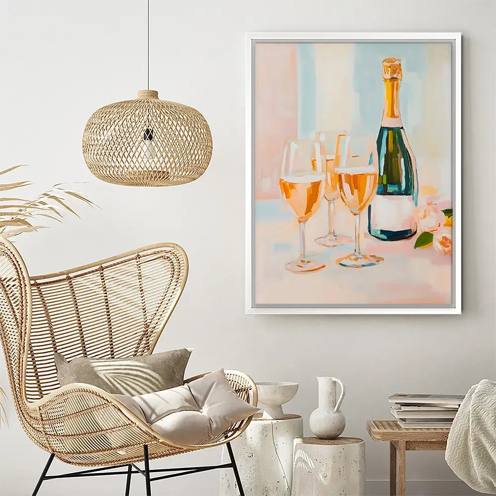 Champagne And Flowers Canvas Print Champagne And Flowers Canvas Print wall art product LSR Design Studio - Independent