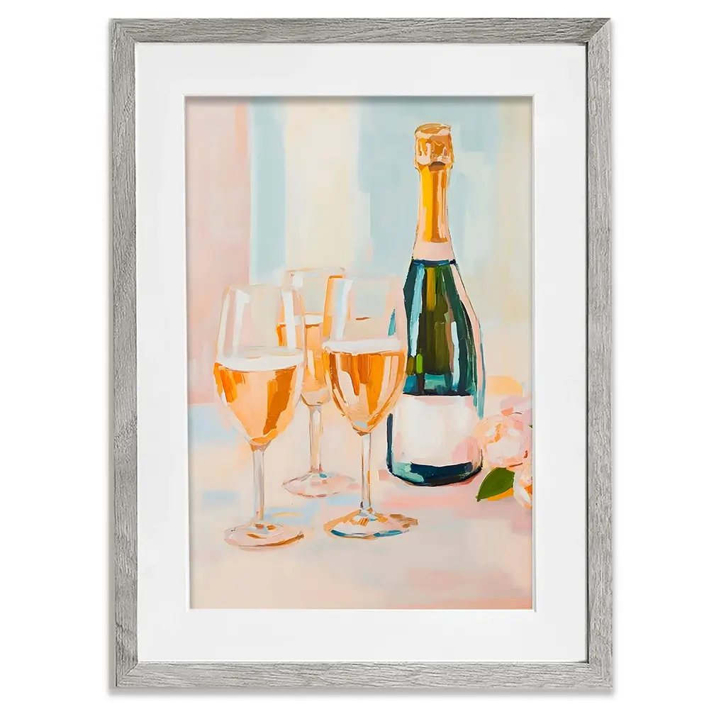 Champagne And Flowers Framed Art Print Champagne And Flowers Framed Art Print wall art product LSR Design Studio - Independent