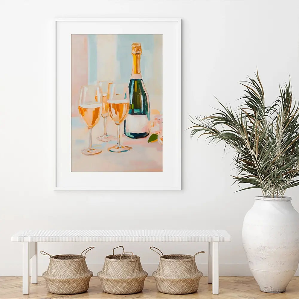 Champagne And Flowers Framed Art Print Champagne And Flowers Framed Art Print wall art product LSR Design Studio - Independent