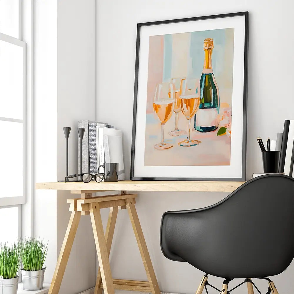 Champagne And Flowers Framed Art Print Champagne And Flowers Framed Art Print wall art product LSR Design Studio - Independent