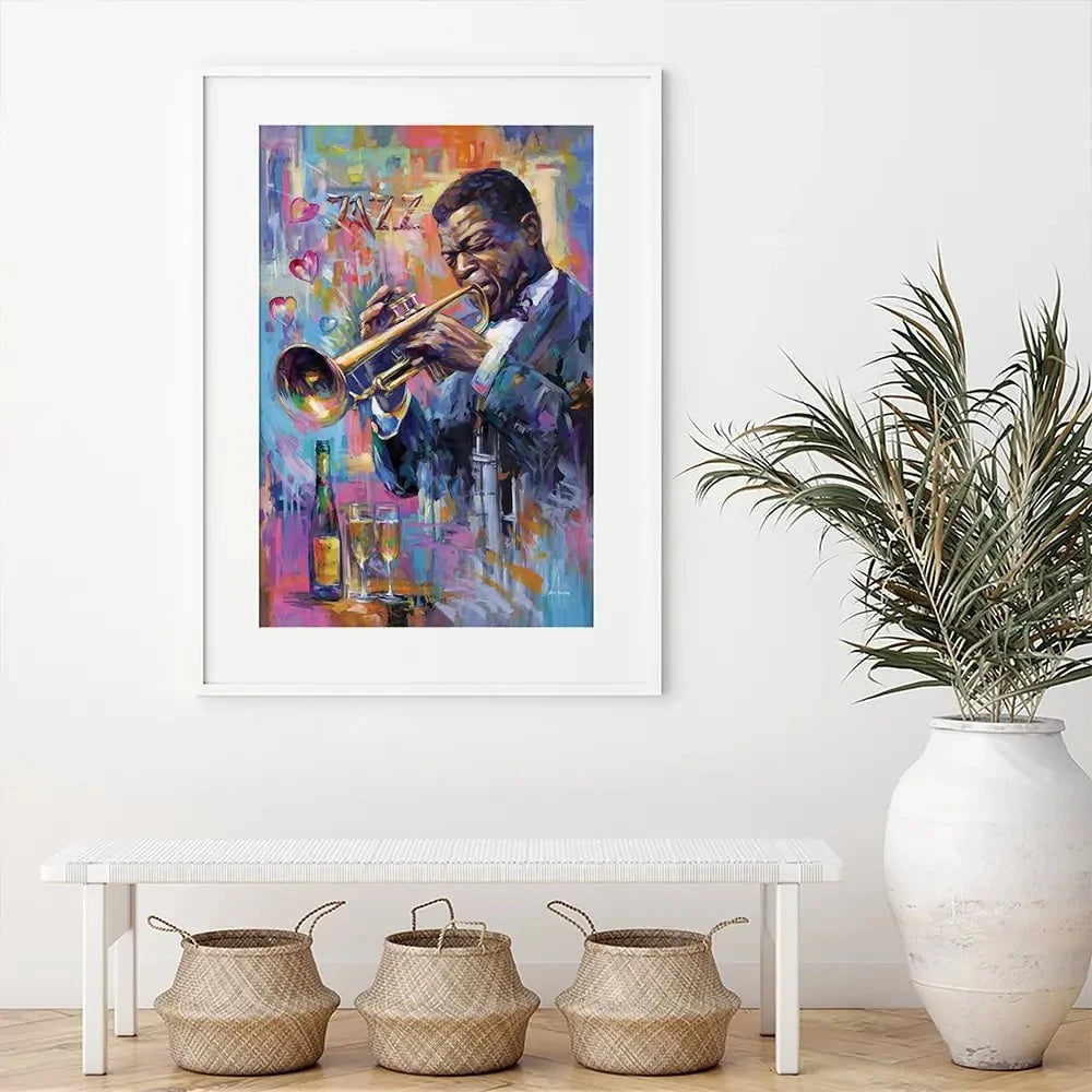 Champagne And Jazz Framed Art Print Champagne And Jazz Framed Art Print wall art product Leon Devenice