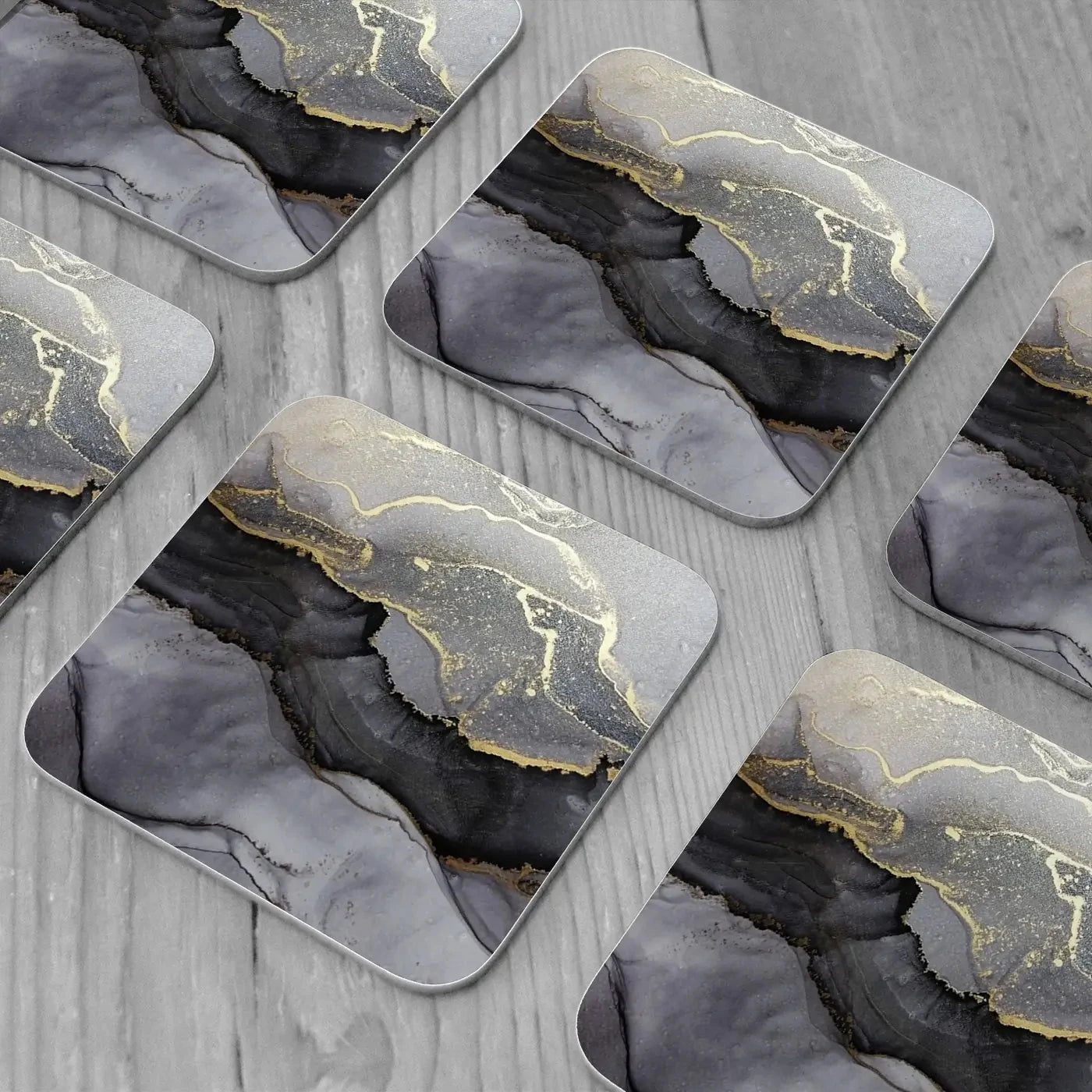 Charcoal Marble Abstract Coaster Set Charcoal Marble Abstract Coaster Set wall art product coldsun777 / Shutterstock