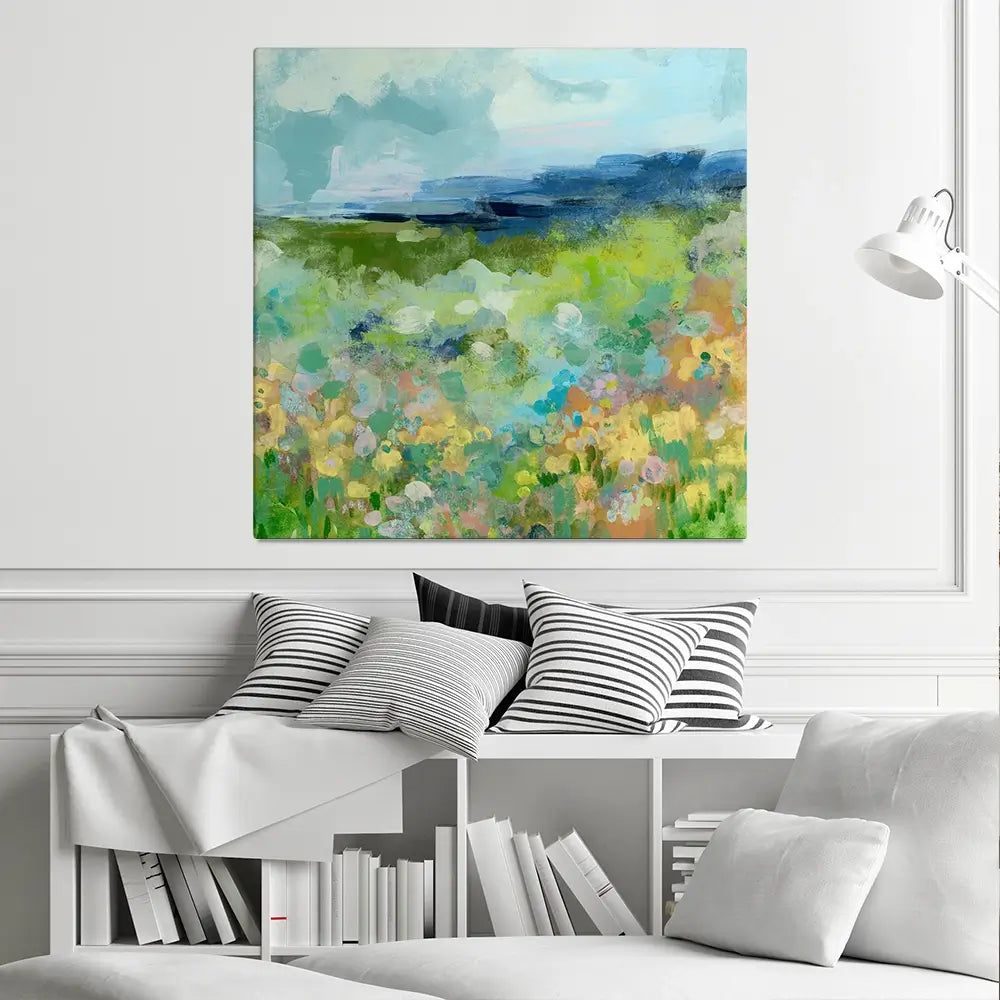 Charmed Meadow Square Canvas Print Charmed Meadow Square Canvas Print wall art product June Erica Vess