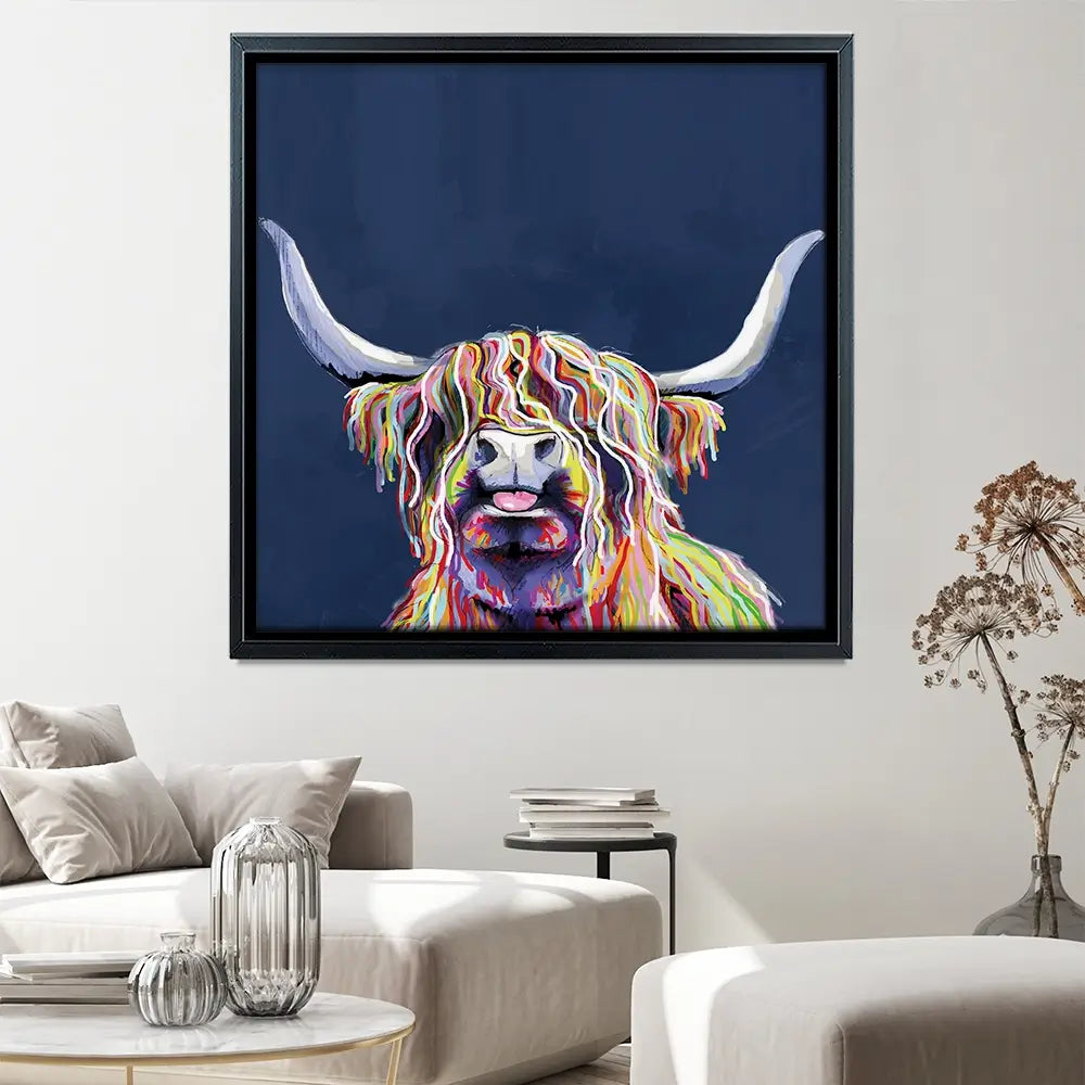 Cheeky Coo In Navy Blue Square Canvas Print Cheeky Coo In Navy Blue Square Canvas Print wall art product Independent