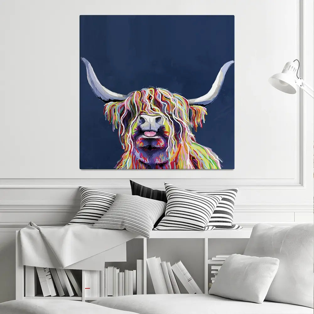 Cheeky Coo In Navy Blue Square Canvas Print Cheeky Coo In Navy Blue Square Canvas Print wall art product Independent