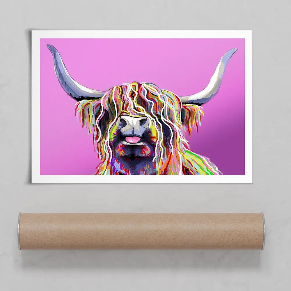 Cheeky Pink Highland Cow Art Print Cheeky Pink Highland Cow Art Print wall art product Independent