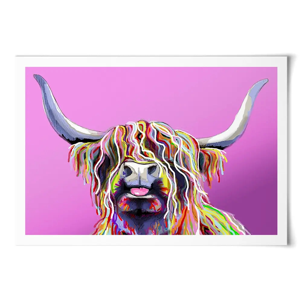 Cheeky Pink Highland Cow Art Print Cheeky Pink Highland Cow Art Print wall art product Independent