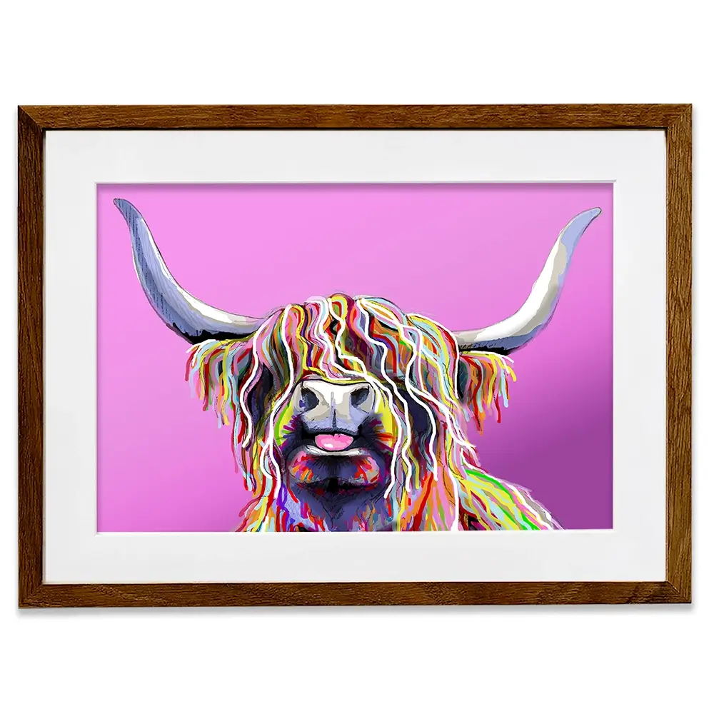 Cheeky Pink Highland Cow Framed Art Print Cheeky Pink Highland Cow Framed Art Print wall art product Independent