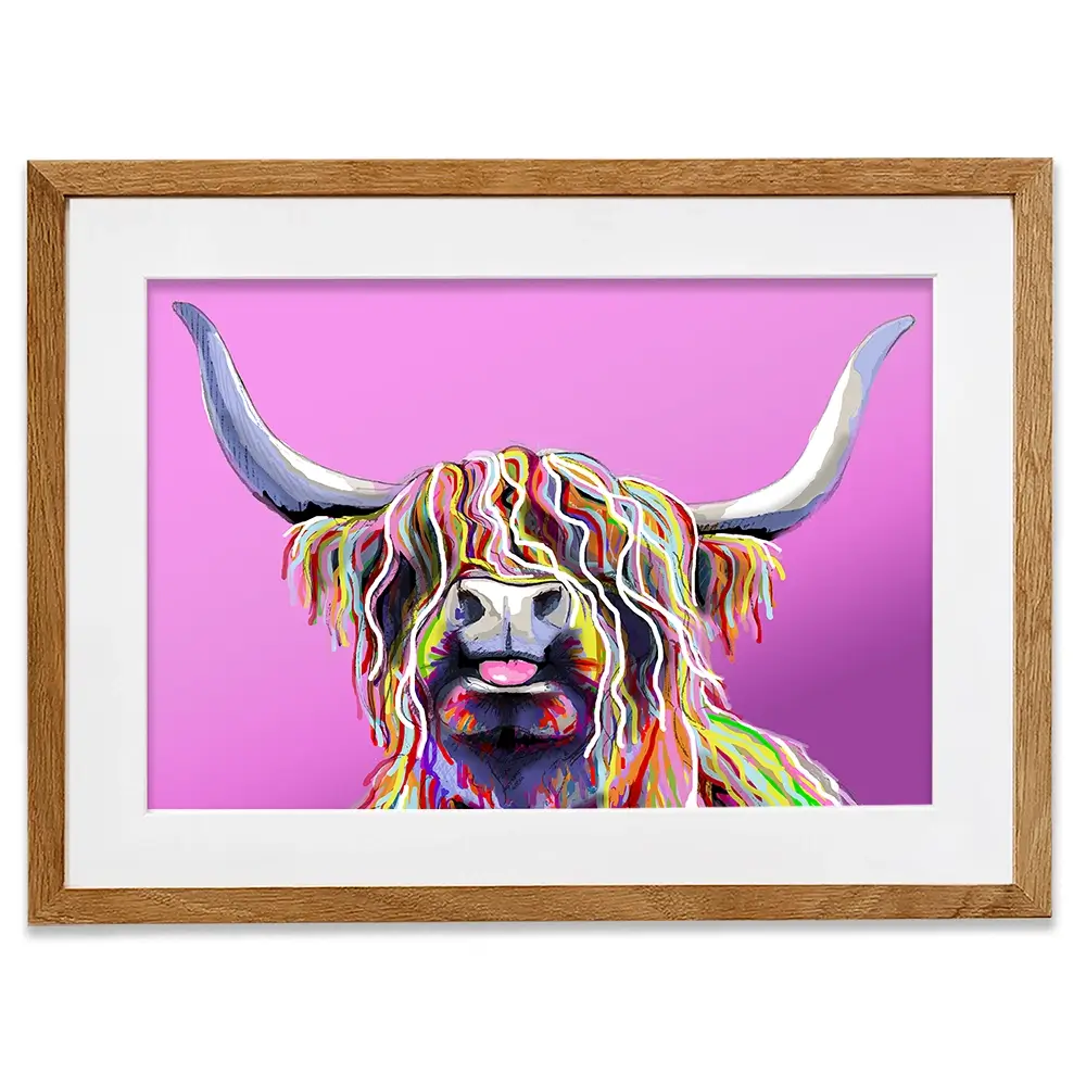 Cheeky Pink Highland Cow Framed Art Print Cheeky Pink Highland Cow Framed Art Print wall art product Independent