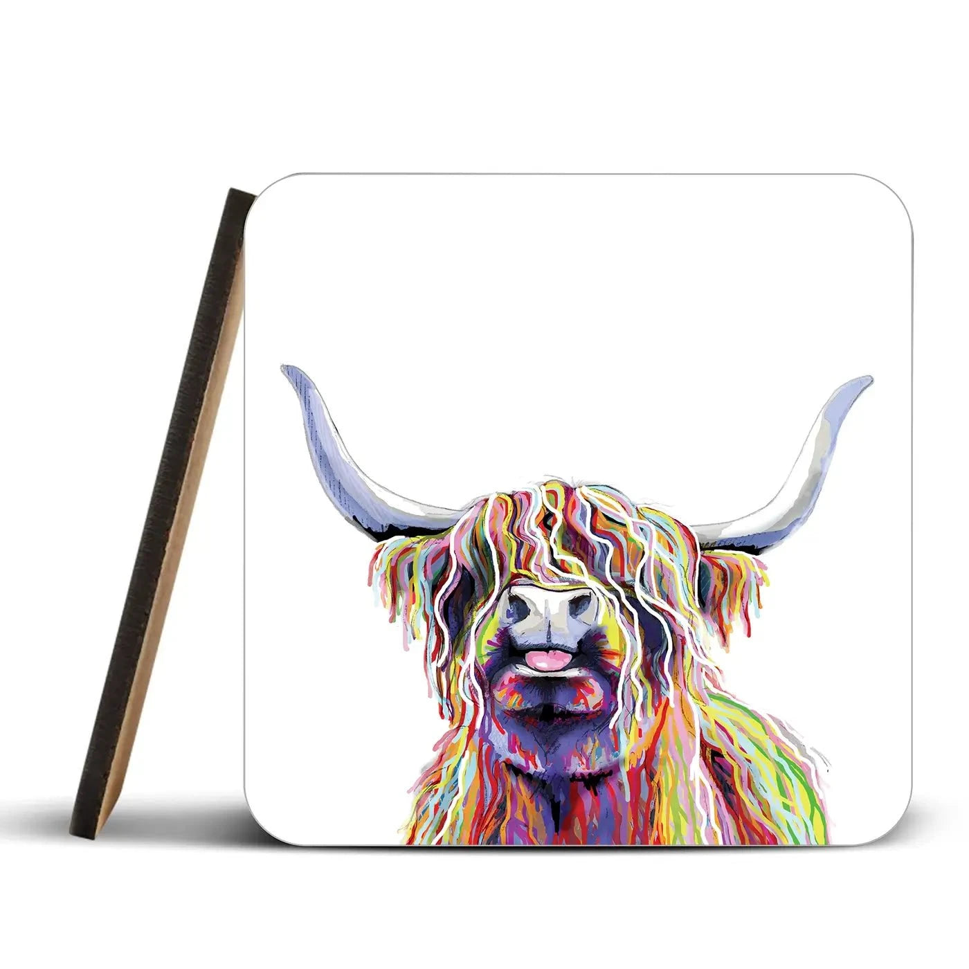 Cheeky White Highland Cow Coaster Set Cheeky White Highland Cow Coaster Set wall art product Independent