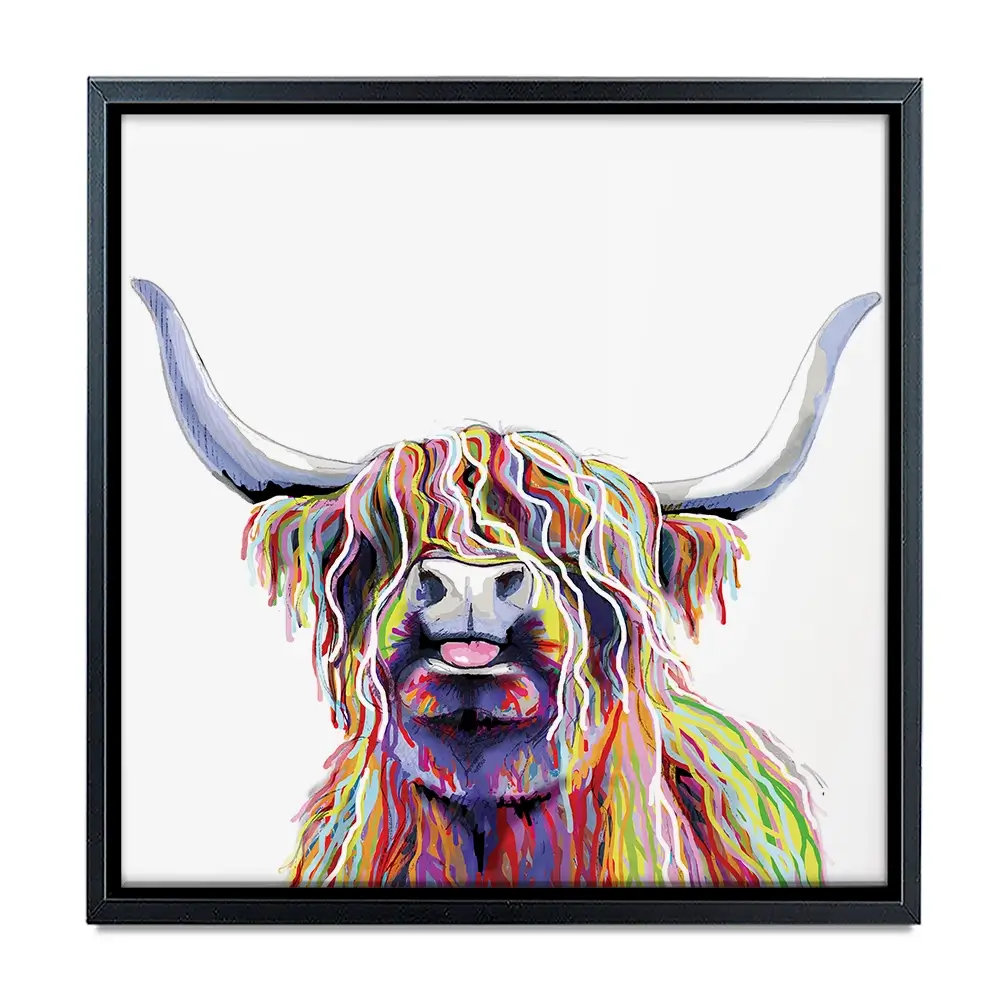 Cheeky White Highland Cow Square Canvas Print Cheeky White Highland Cow Square Canvas Print wall art product Independent