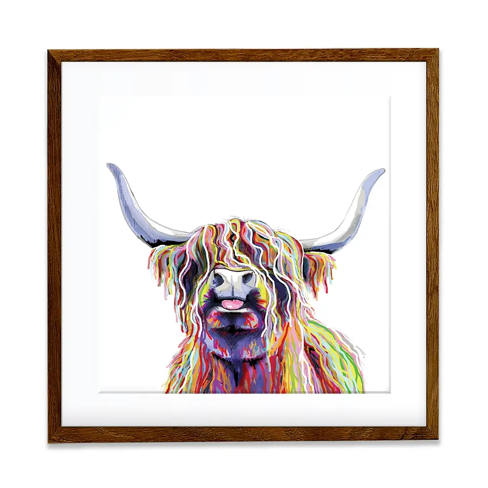 Cheeky White Highland Cow Square Framed Art Print Cheeky White Highland Cow Square Framed Art Print wall art product Independent
