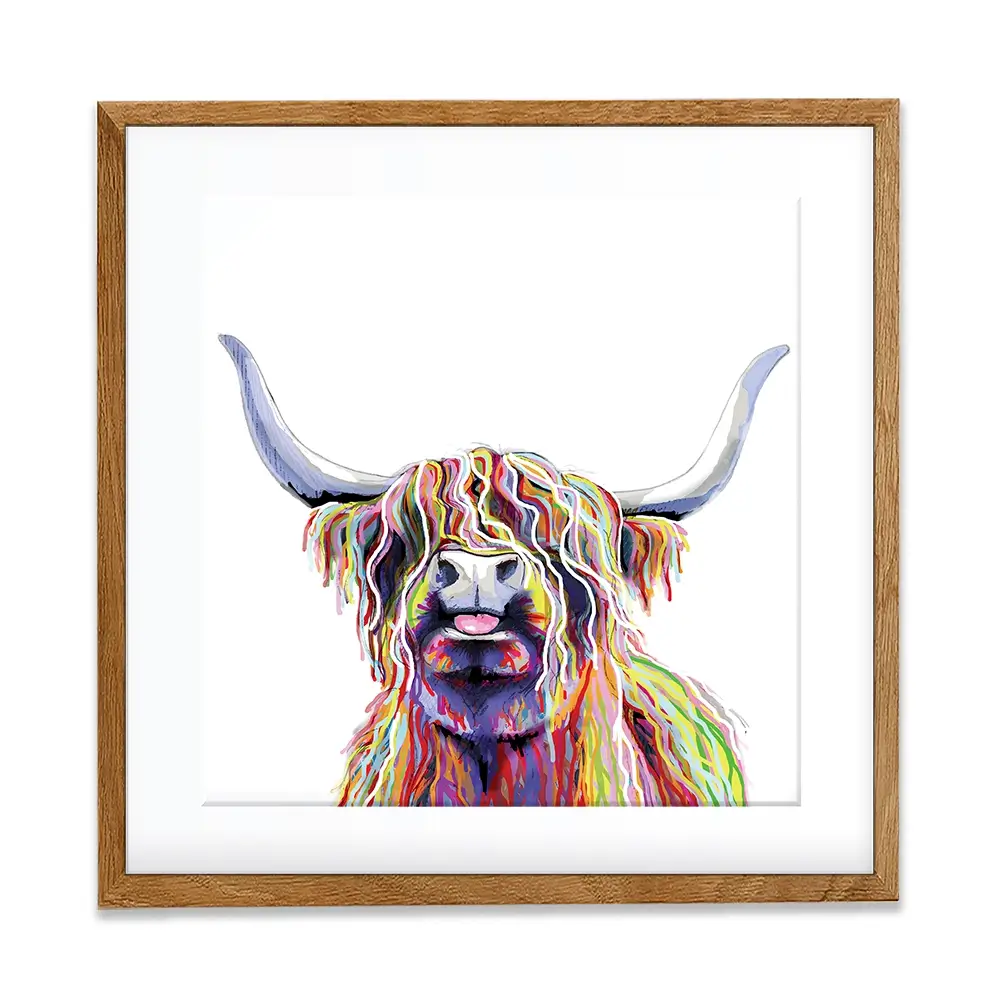 Cheeky White Highland Cow Square Framed Art Print Cheeky White Highland Cow Square Framed Art Print wall art product Independent