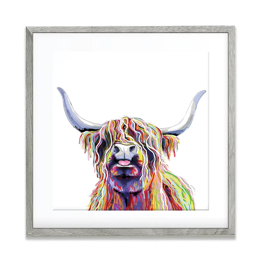 Cheeky White Highland Cow Square Framed Art Print Cheeky White Highland Cow Square Framed Art Print wall art product Independent