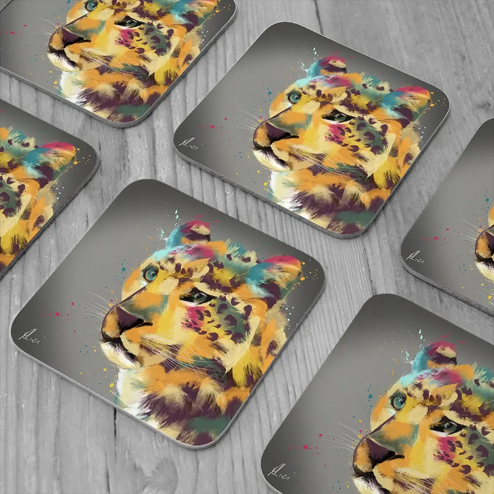 Cheetah Coaster Set Rainbow Soul Tree Coaster Set | Rainbow Soul Tree Art Coasters wall art product Aimee Linzi