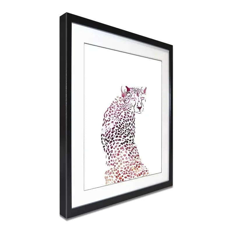Cheetah On White Framed Art Print Cheetah On White Framed Art Print wall art product Sarah Manovski