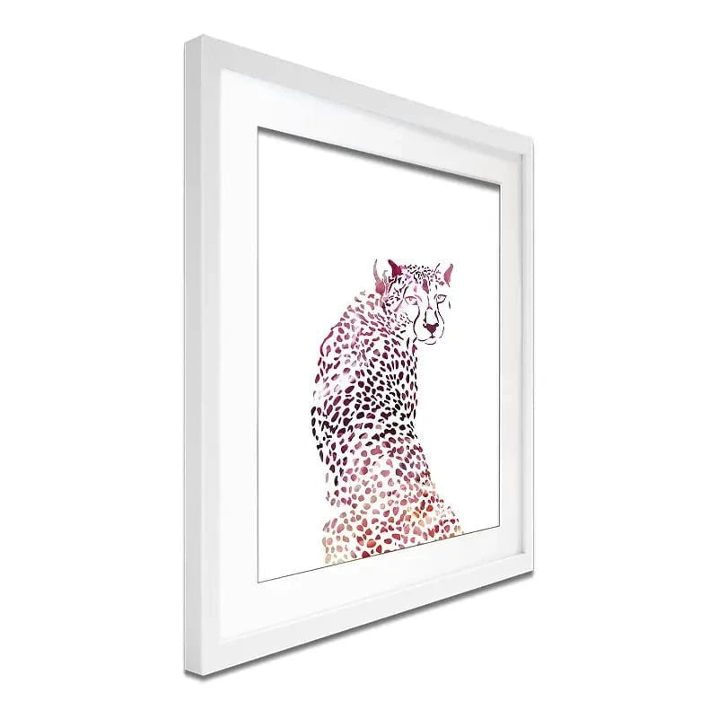Cheetah On White Framed Art Print Cheetah On White Framed Art Print wall art product Sarah Manovski