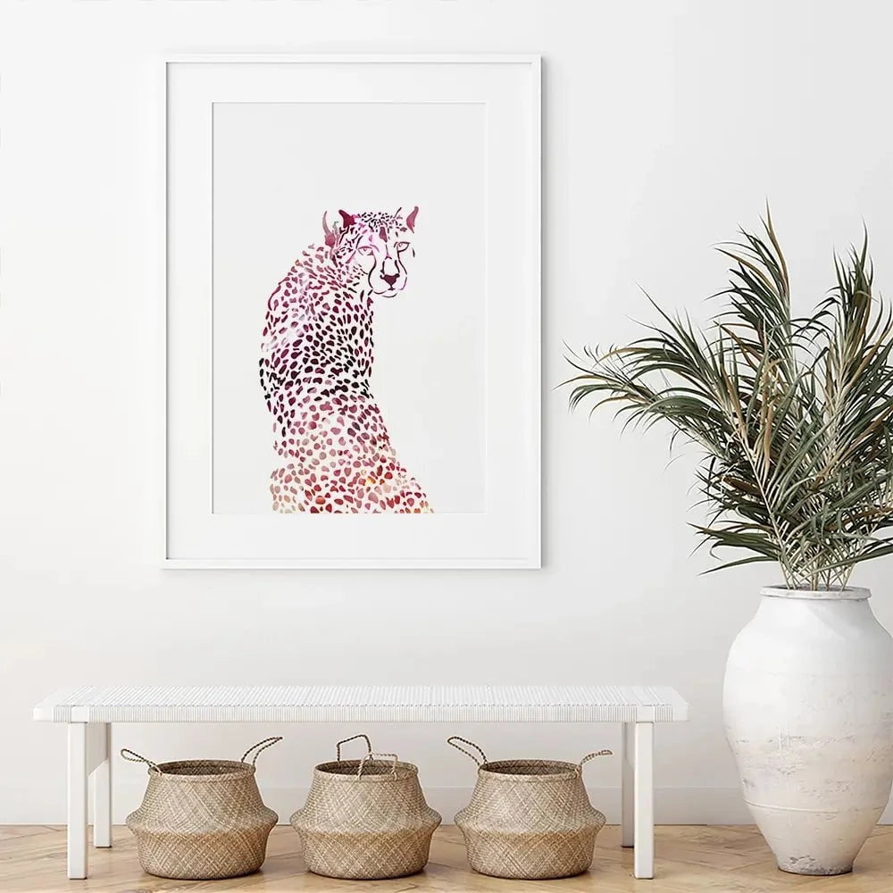 Cheetah On White Framed Art Print Cheetah On White Framed Art Print wall art product Sarah Manovski