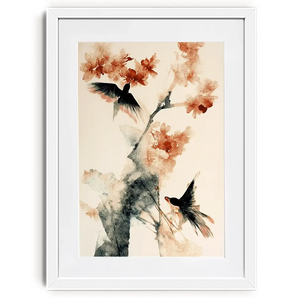 Cherry Birds Framed Art Print Cherry Birds Framed Art Print wall art product Treechild