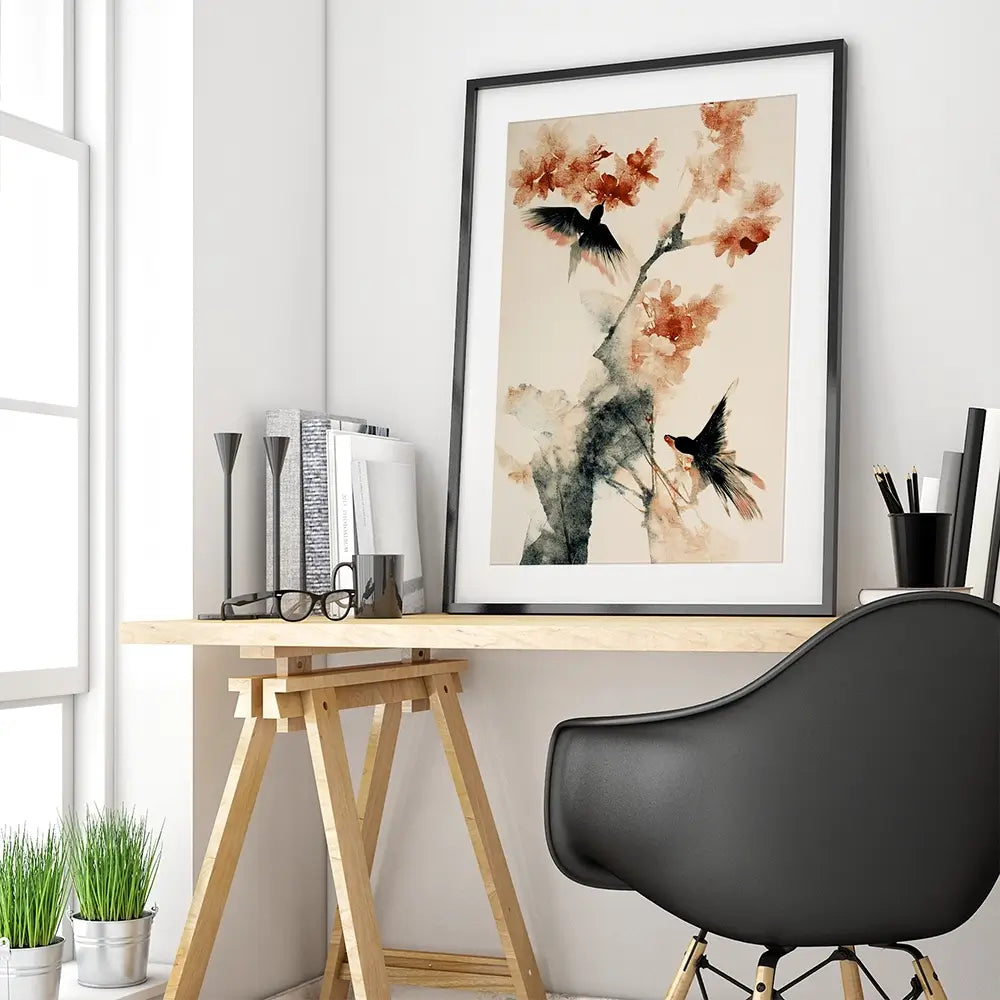Cherry Birds Framed Art Print Cherry Birds Framed Art Print wall art product Treechild