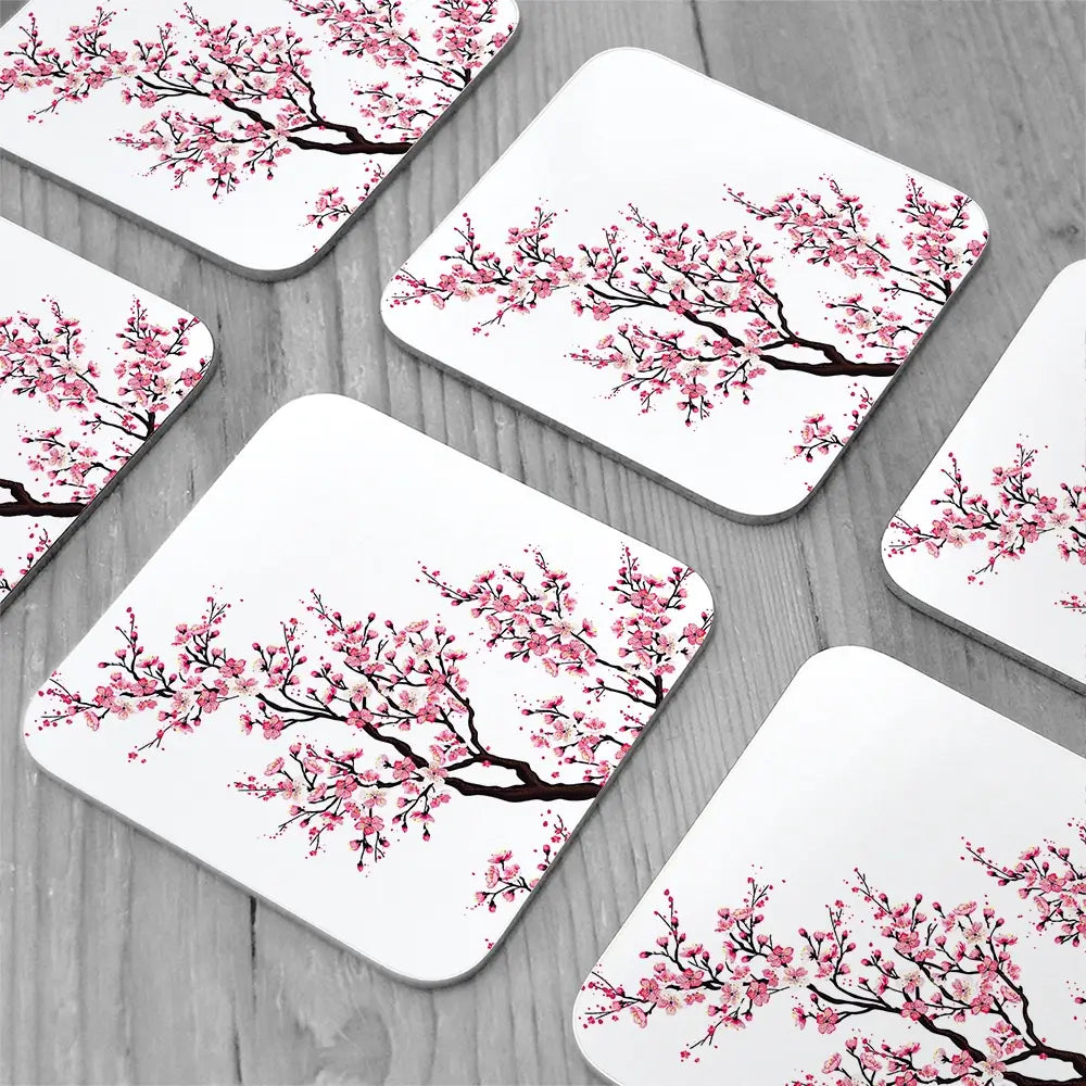 Cherry Blossom Branch Coaster Set Cherry Blossom Branch Coaster Set wall art product fresher / Shutterstock