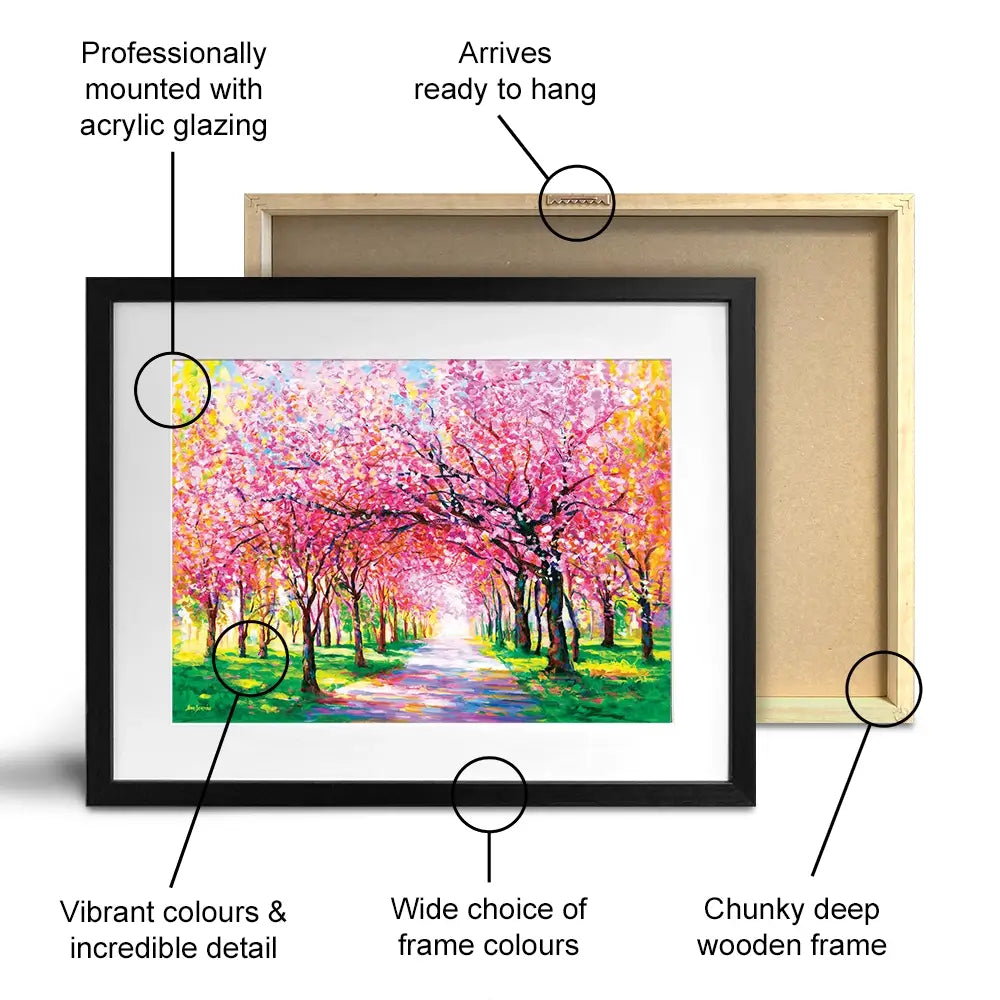 Cherry Blossom Forest Framed Art Print