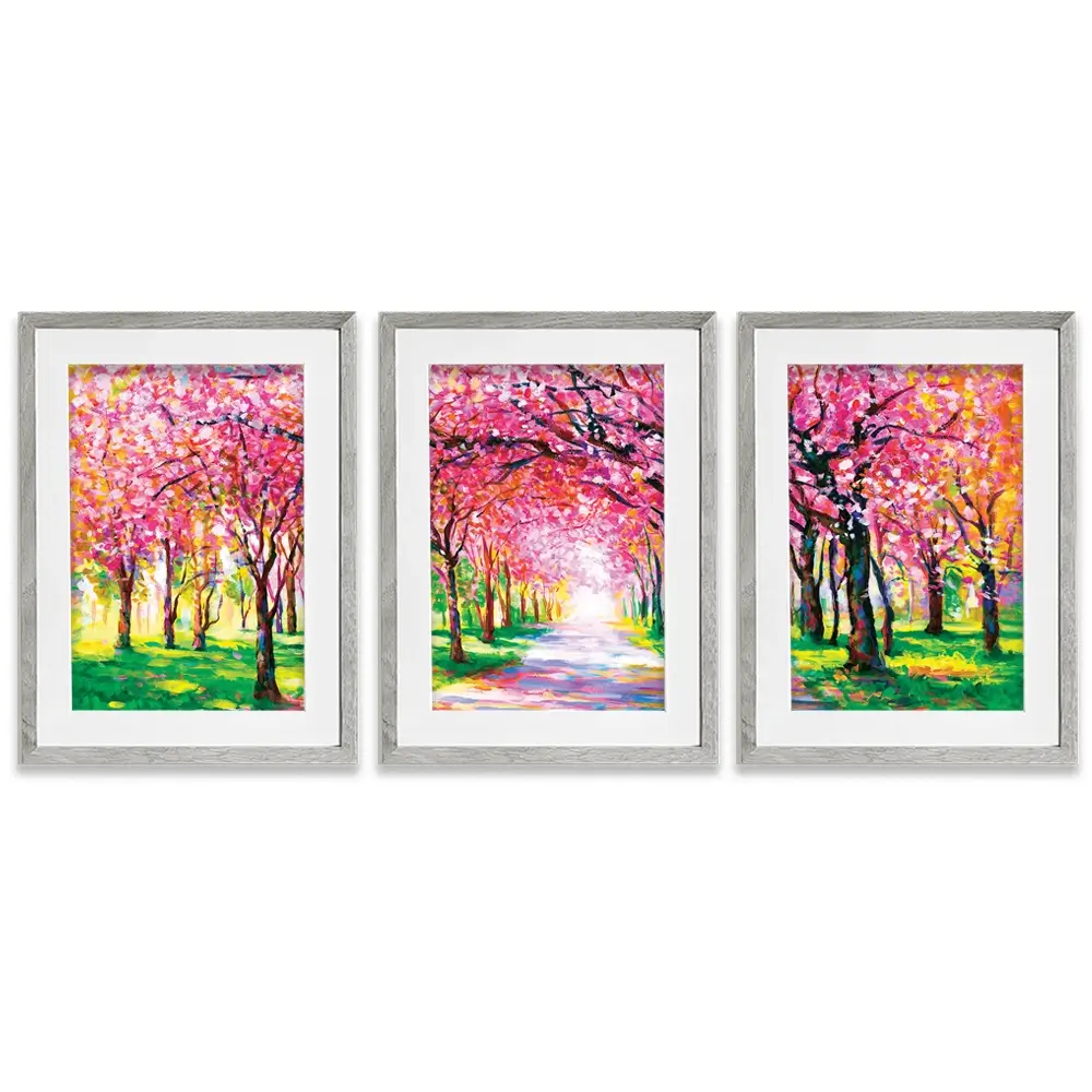 Cherry Blossom Forest Framed Art Print Trio Cherry Blossom Forest Framed Art Print Trio wall art product Leon Devenice