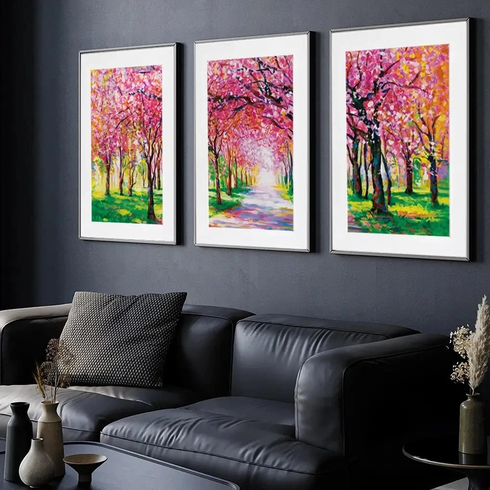 Cherry Blossom Forest Framed Art Print Trio Cherry Blossom Forest Framed Art Print Trio wall art product Leon Devenice