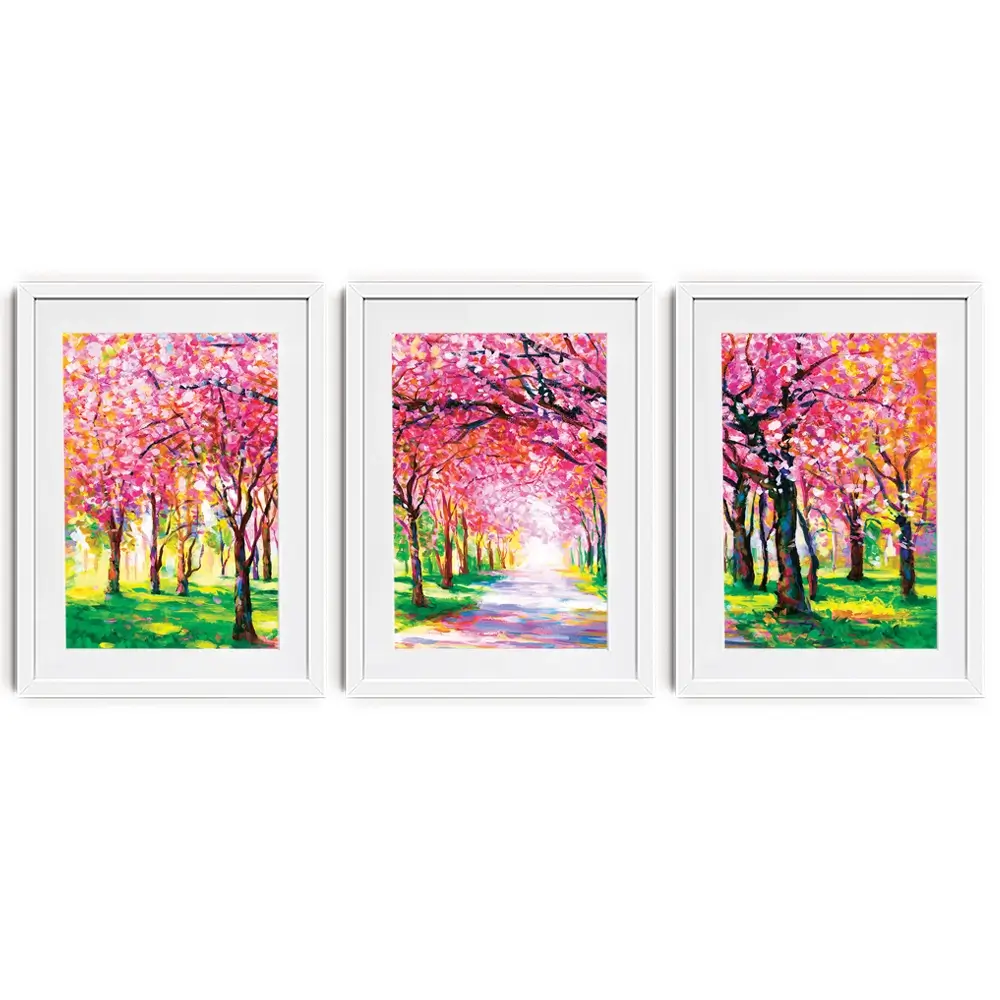 Cherry Blossom Forest Framed Art Print Trio Cherry Blossom Forest Framed Art Print Trio wall art product Leon Devenice