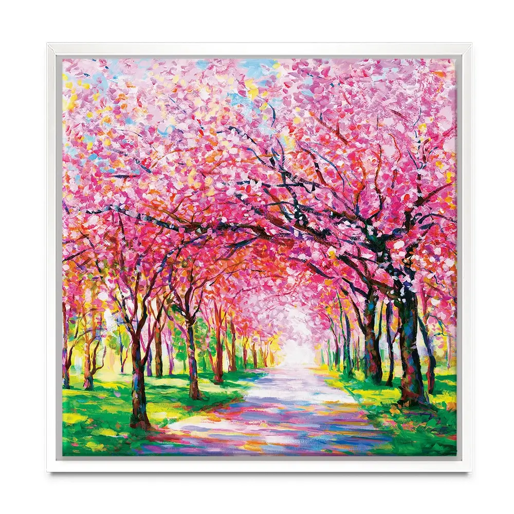 Cherry Blossom Forest Square Canvas Print Cherry Blossom Forest Square Canvas Print wall art product Leon Devenice